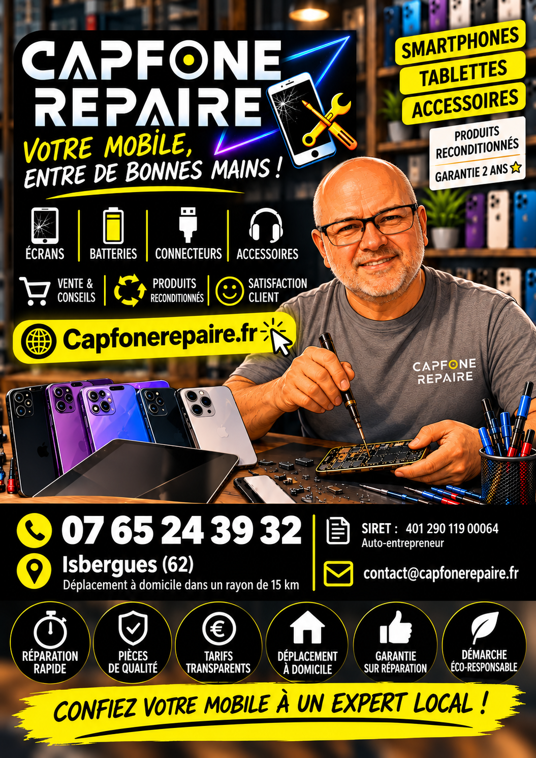 Réparation de smartphone et tablette à Isbergues par Capfone Repair